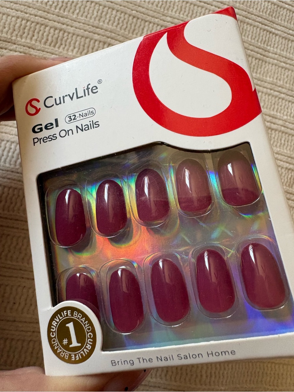 Curvlife Gel Press On Nails – Deep Plum - Picture 4 of 7